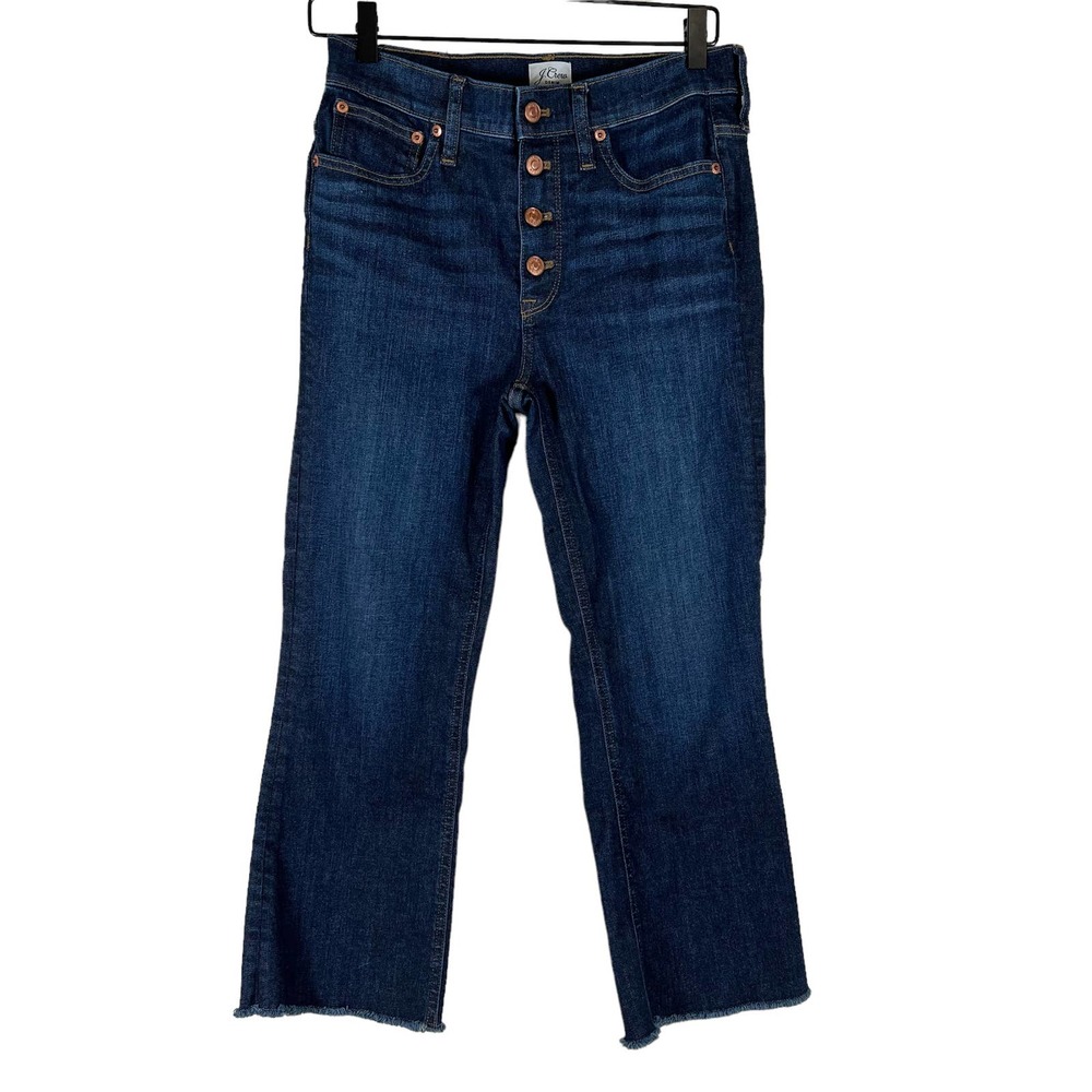 J. Crew 9" Billie Demi Boot Crop Medium Wash Denim Jeans Style AG378 Raw Hem 27P